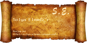 Solya Elemér névjegykártya